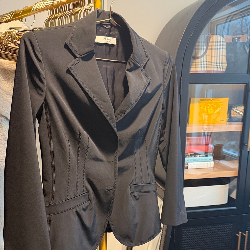 Prada Elegant Black Suit Jacket with pants